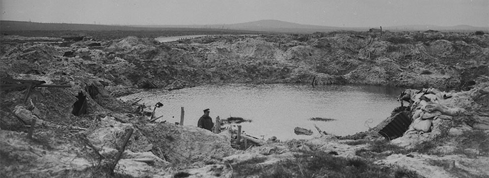 St. Eloi Craters. Kemmel in background. Canada. Dept. of National Defence/Library and Archives Canada/PA-004590